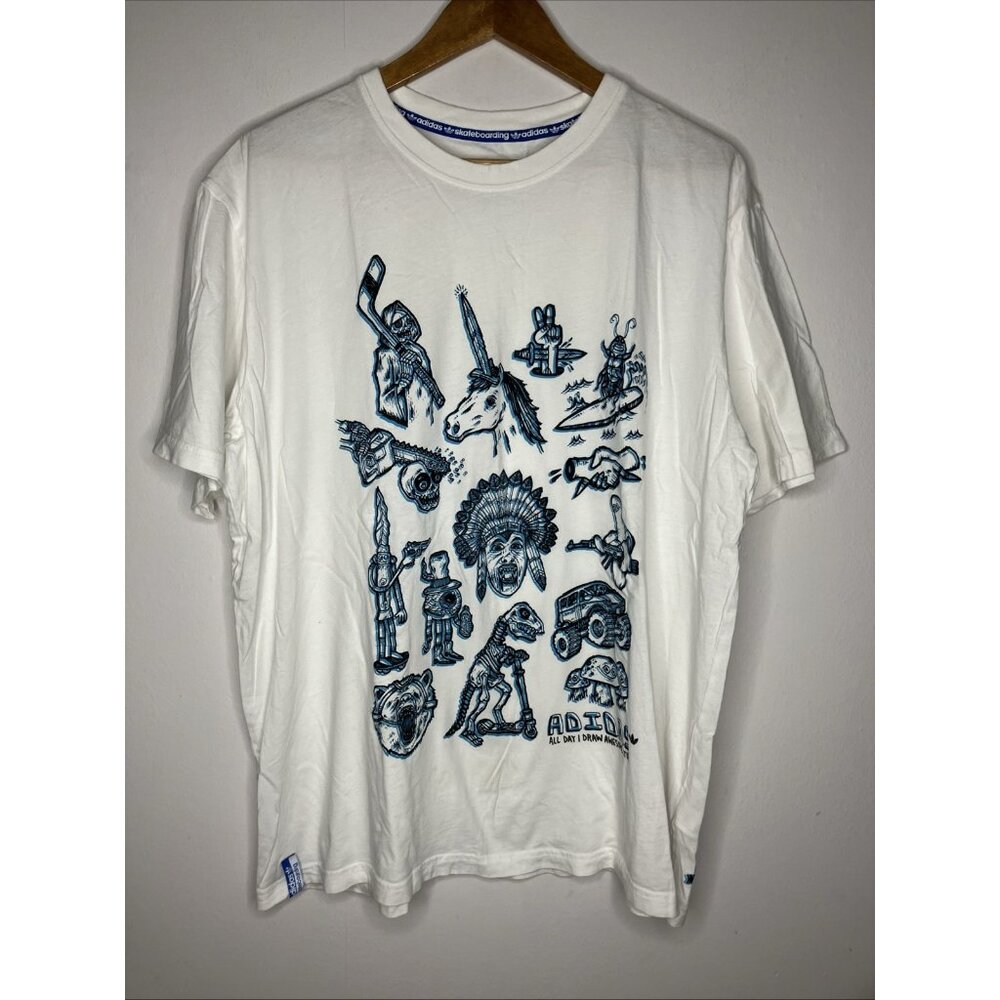 Adidas Skateboarding SB All Day I Draw Awesome Stuff Art Roger T-Shirt Mens 2XL